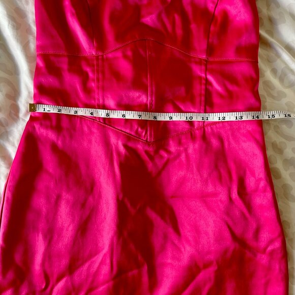 Forever 21 Barbiecore Hot Pink Satin Strapless Corset Mini Dress (M) - Picture 4 of 9